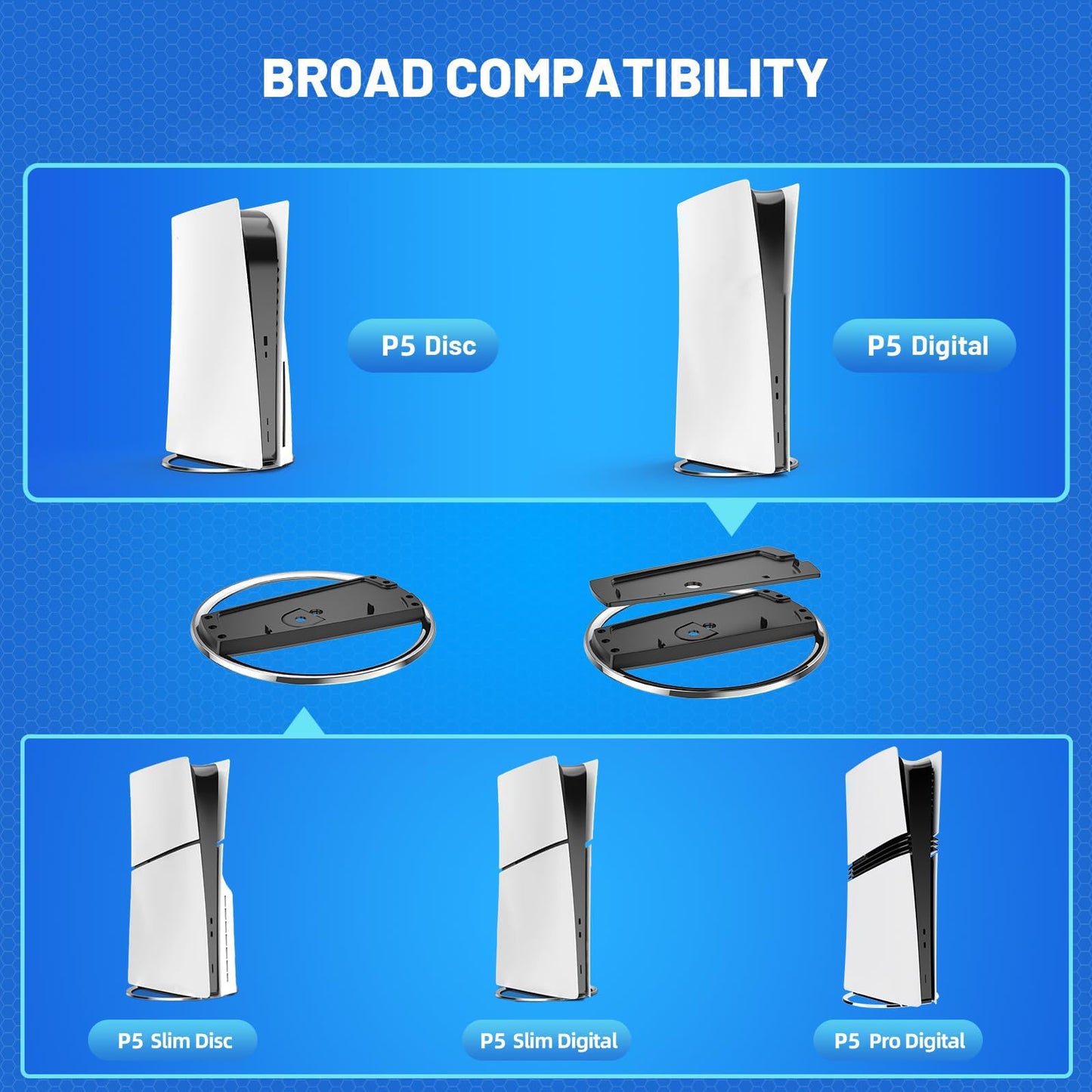 Vertical Stand for P5 Pro, Stable Stand for P5 Pro/Slim Console Disc and Digital, Easy-to-Install Accessories Compatible with P5, with a Nice Look, a