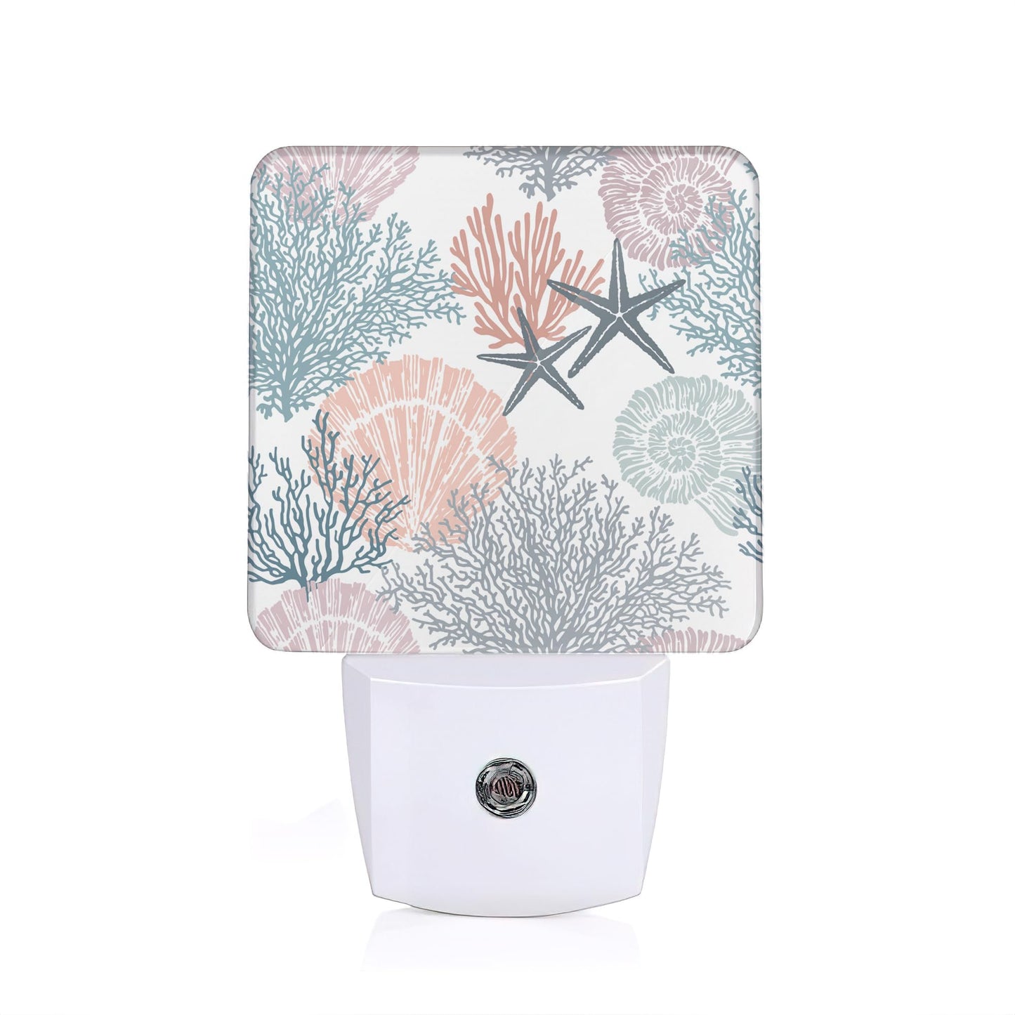 Beach Seashell Coral Starfish Night Light,Plug into Wall with Dusk to Dawn Light Sensors, Nightlights for Bedroom, Bathroom, Hallway, Kitchen, Gifts