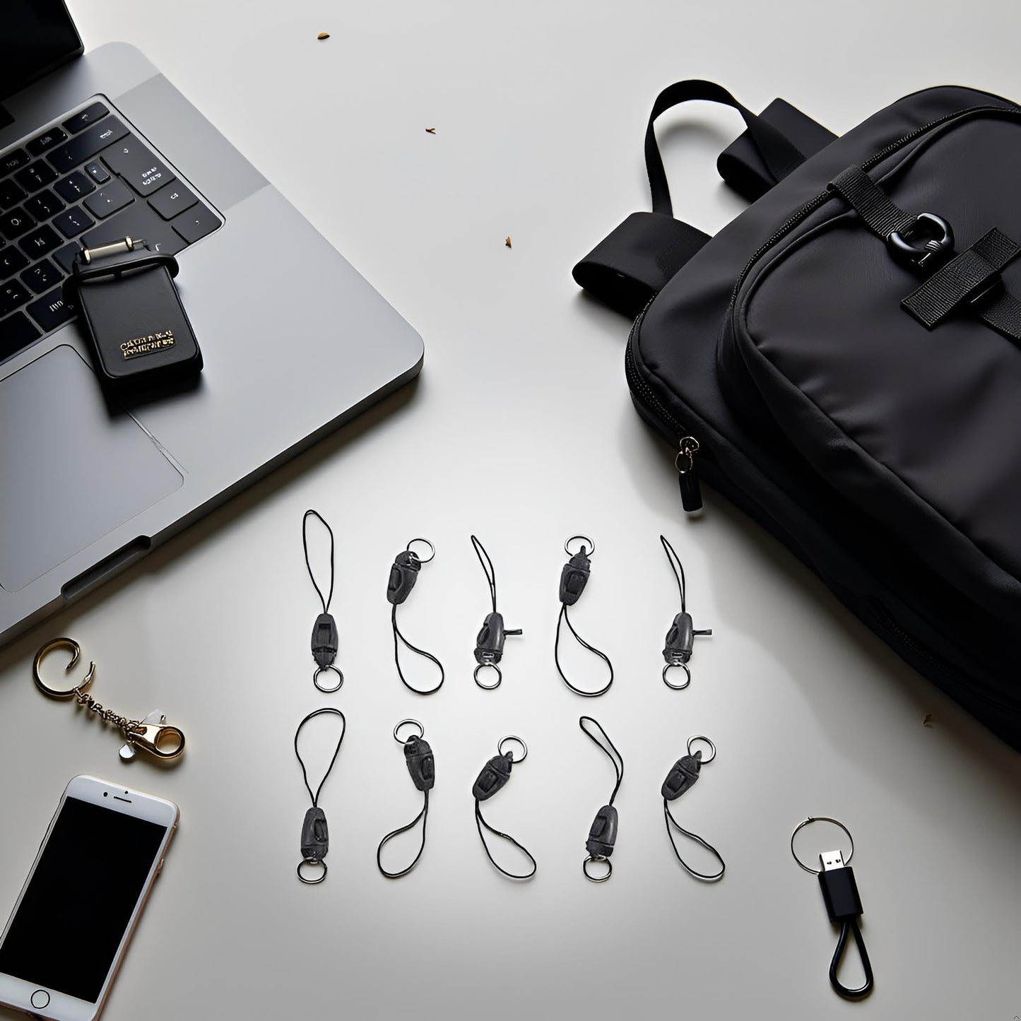 Jizlan 10Pcs/lot Black Detachable Buckle Mobile Phone Accessories Pendant Buckle Small Sling Anti-Lost Lanyard Cords Hanging Head Keychains Hooks