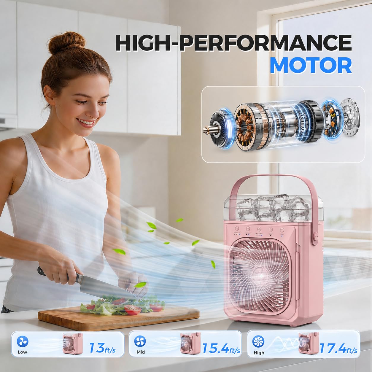 Rechargeable Misting Fan Portable?Max 40H Runtime?,Desk Cooling Air Conditioner Fan 5? Drop,Water Spray Mister Fan & 2 Spray Modes, Battery Powered
