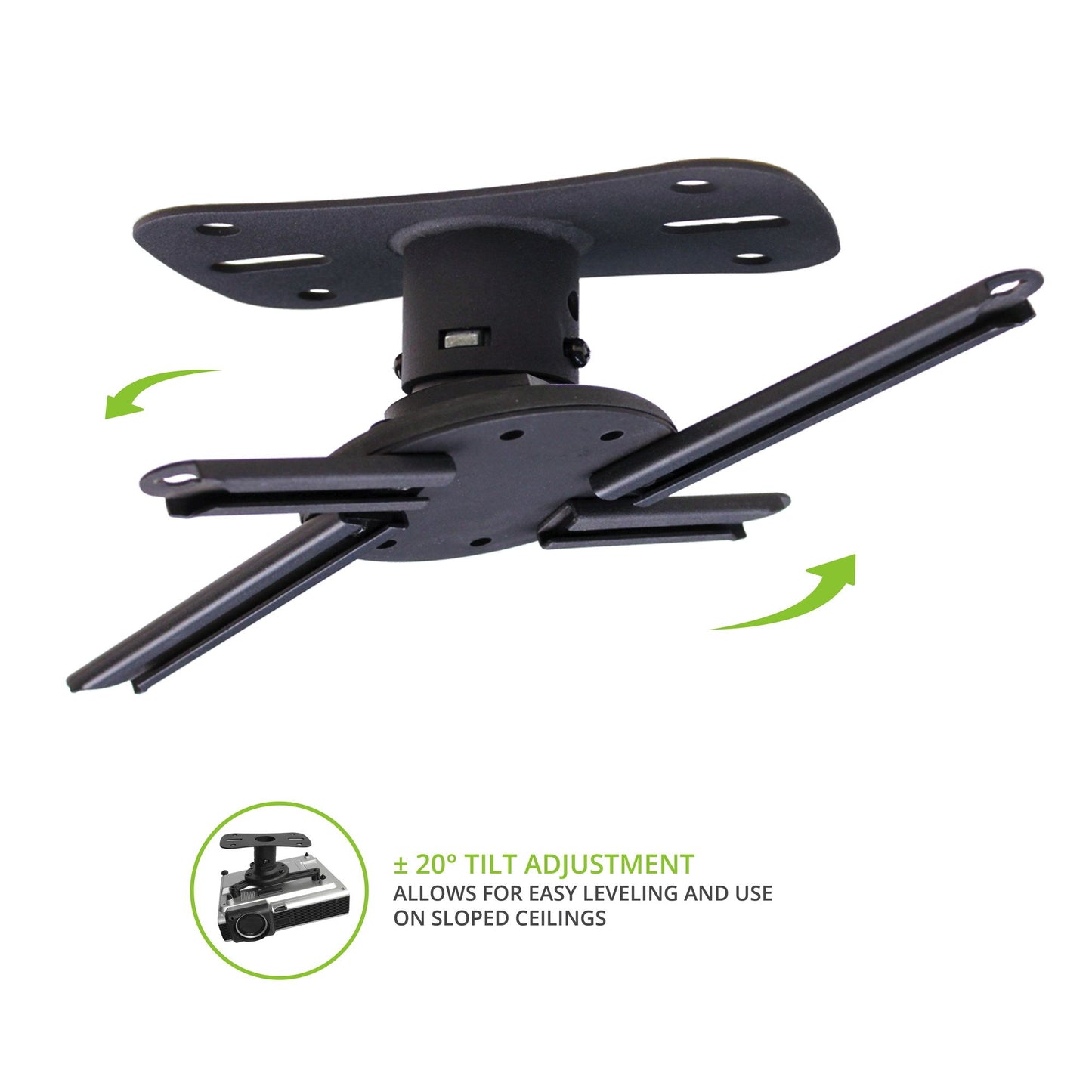 Kanto P101 Universal Projector Ceiling Mount | Solid Steel Construction | Easy to Install | Black