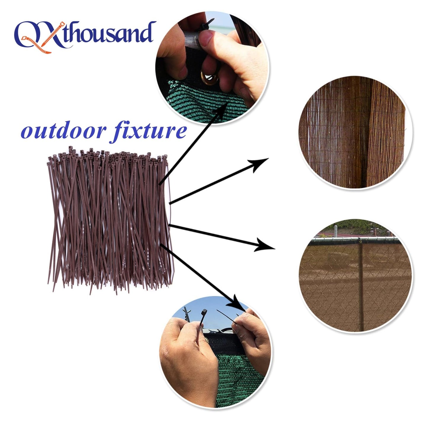 10 Inch Dark Brown Zip Ties Outdoor Use-Pack of 100, Self Locking Plastic Cable Ties for Fence, Small DIY Tie, Cable Management Outside Garden Trellis