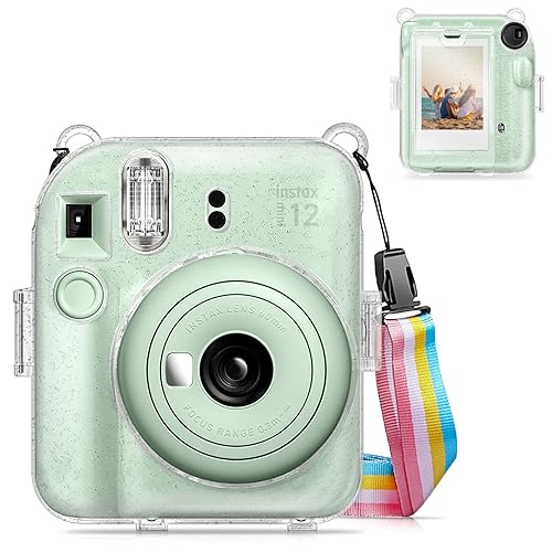 Fintie Protective Clear Case for Fujifilm Instax Mini 12 Instant Camera - Crystal Hard Shell Cover with Upgraded Film Pocket for Storing Photos