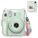 Fintie Protective Clear Case for Fujifilm Instax Mini 12 Instant Camera - Crystal Hard Shell Cover with Upgraded Film Pocket for Storing Photos