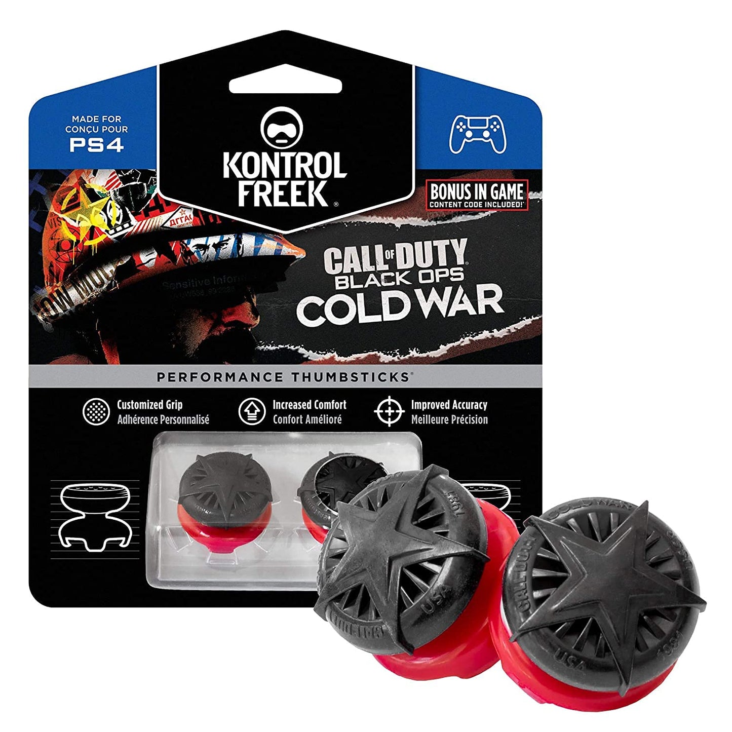 KontrolFreek Call of Duty: Black Ops Cold War Performance Thumbsticks for PlayStation 4 (PS4) and PlayStation 5 (PS5) | 2 High-Rise, Convex |