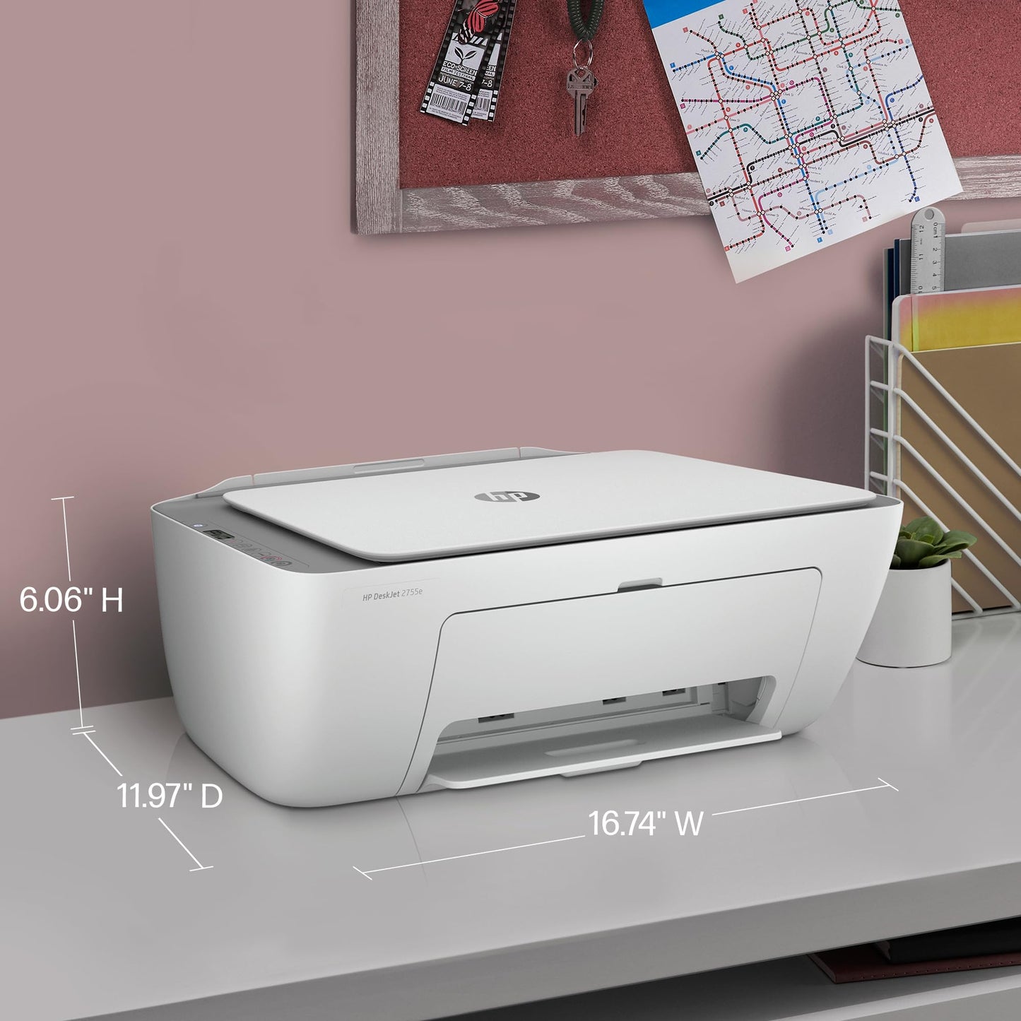 HP DeskJet 2755e Wireless Color inkjet-printer, Print, scan, copy, Easy setup, Mobile printing, Best-for home, 6 month Instant Ink trial included
