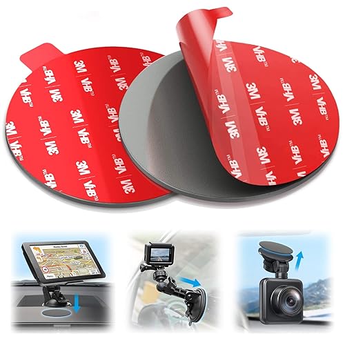 volport Sticky Adhesive for Dash Cam Suction Cup Mount, 90mm Circle Heat Resistant Double Sided Extra Strong Mounting Tape Pad Replacement for Car