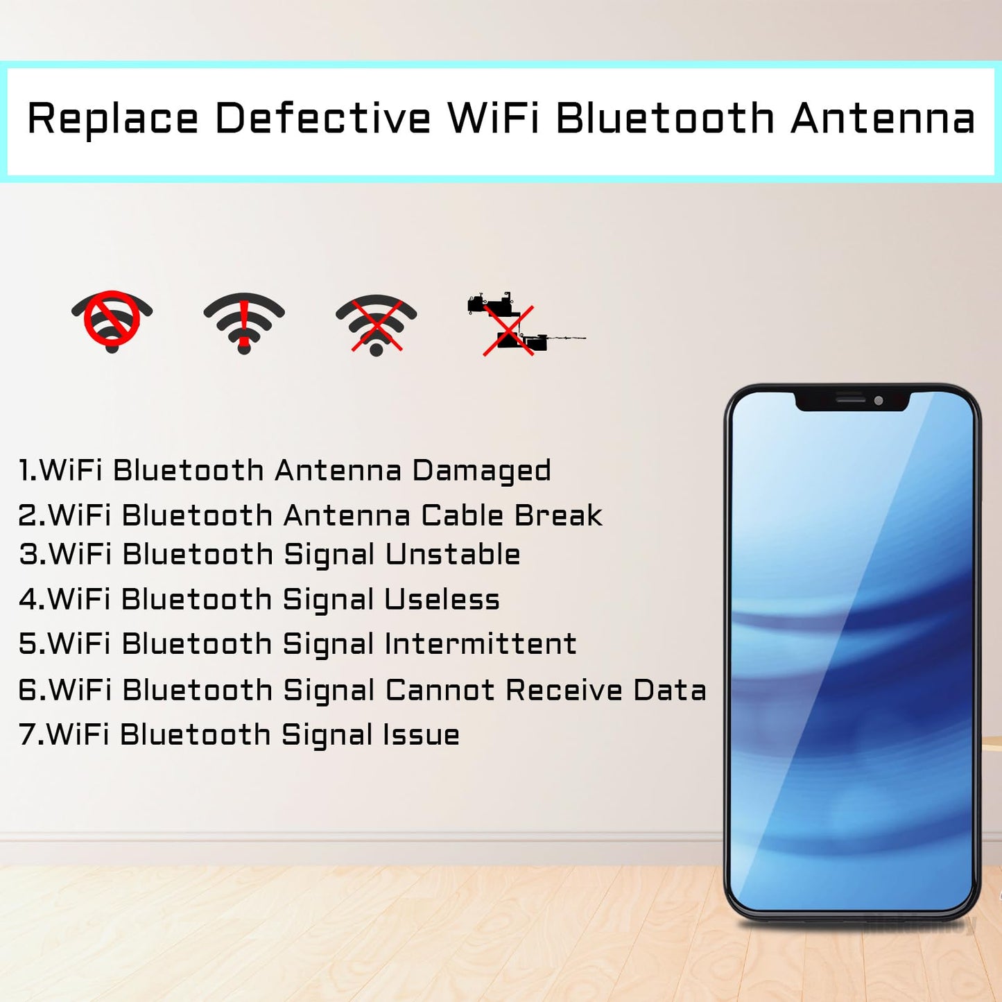Risidamoy for iPhone 11 PRO MAX WiFi Bluetooth Antenna Flex Cable Replacement 11PROMAX WLAN Bluetooth Antenna Connector with Repair Fix Tool A2161