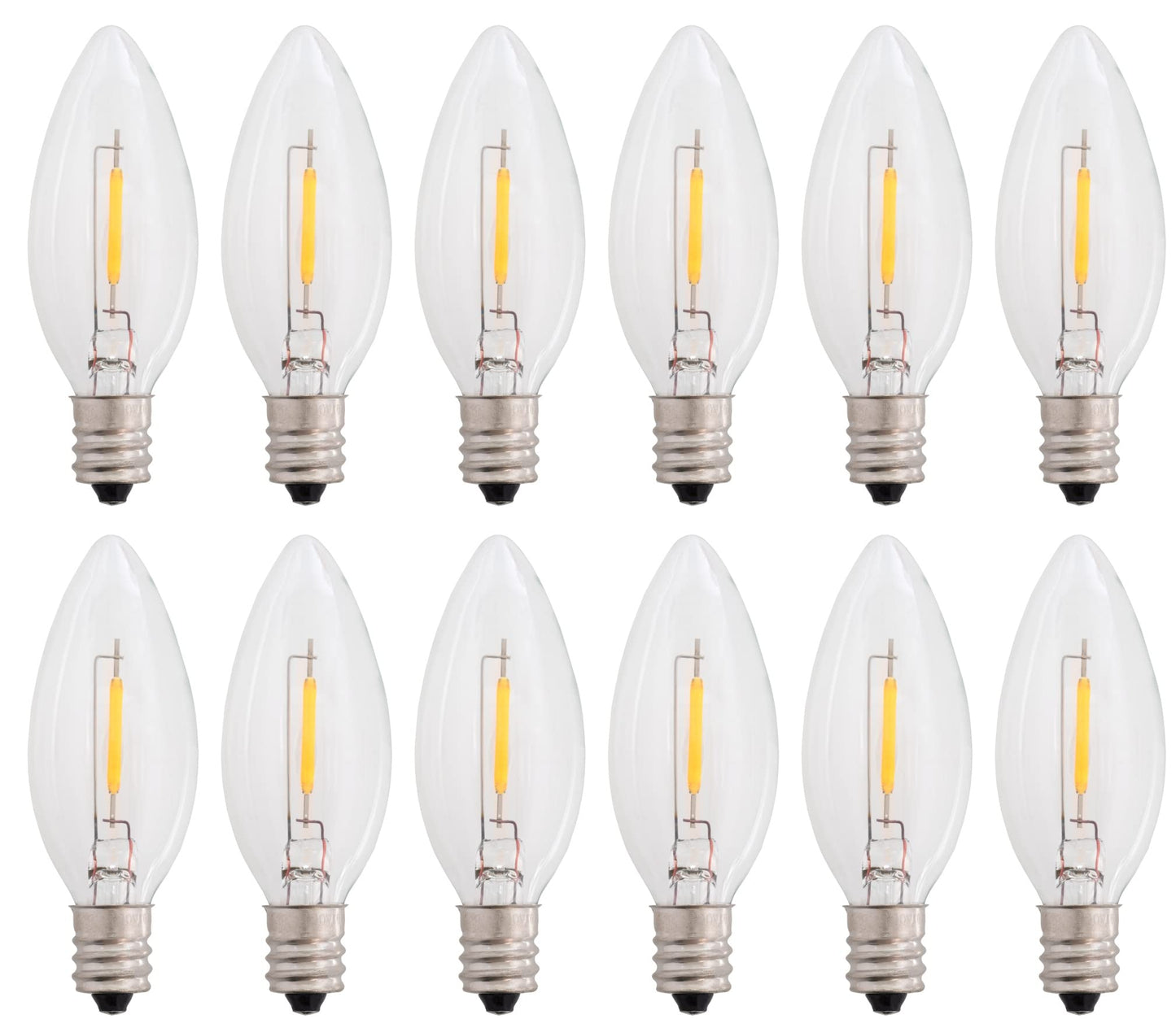 Creative Hobbies LED Replacement Light Bulbs for Electric Candle Lamps, Window Candles, Chandeliers - 7 Watt Equivalent Candelabra, Clear, Steady