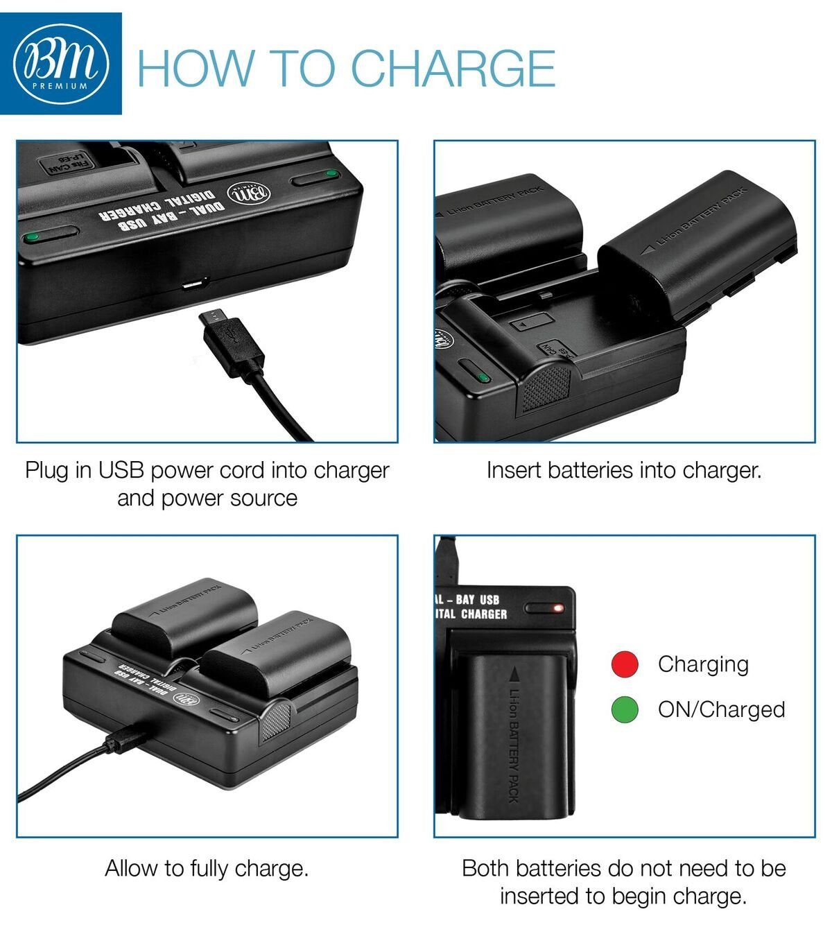 BM 2-Pack of LP-E6N Batteries and Dual Battery Charger for Canon EOS R, 90D, 60D, 70D, 80D, 5D II, III, IV, 6D, 7D, 7D Mark II, XC10, XC15 Cameras