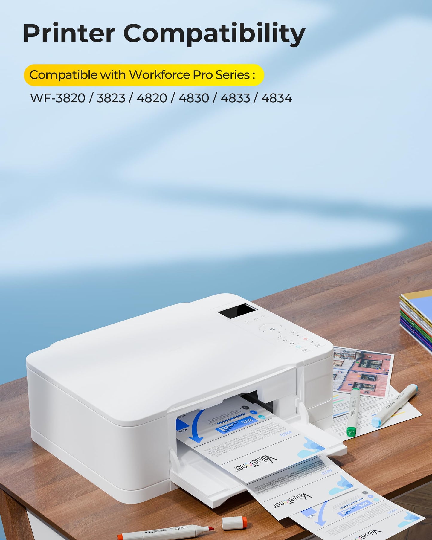 Remanufactured for 822XL Ink Cartridges Replacements for Epson 822XL Ink Cartridges for Epson WF-3820 Printer Ink Workforce Pro WF-4820 WF-4830