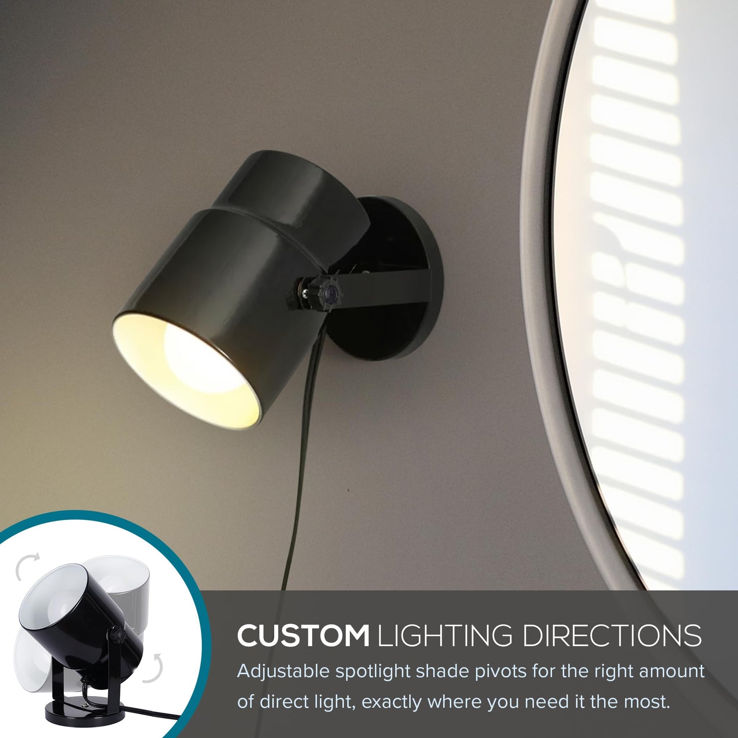 Catalina Lighting Multipurpose Spotlight Accent Lamp, Desk or Wall Mount Lamp for Office, Living Room, Dorm or Bedroom, Smart Home Compatible, Bulb