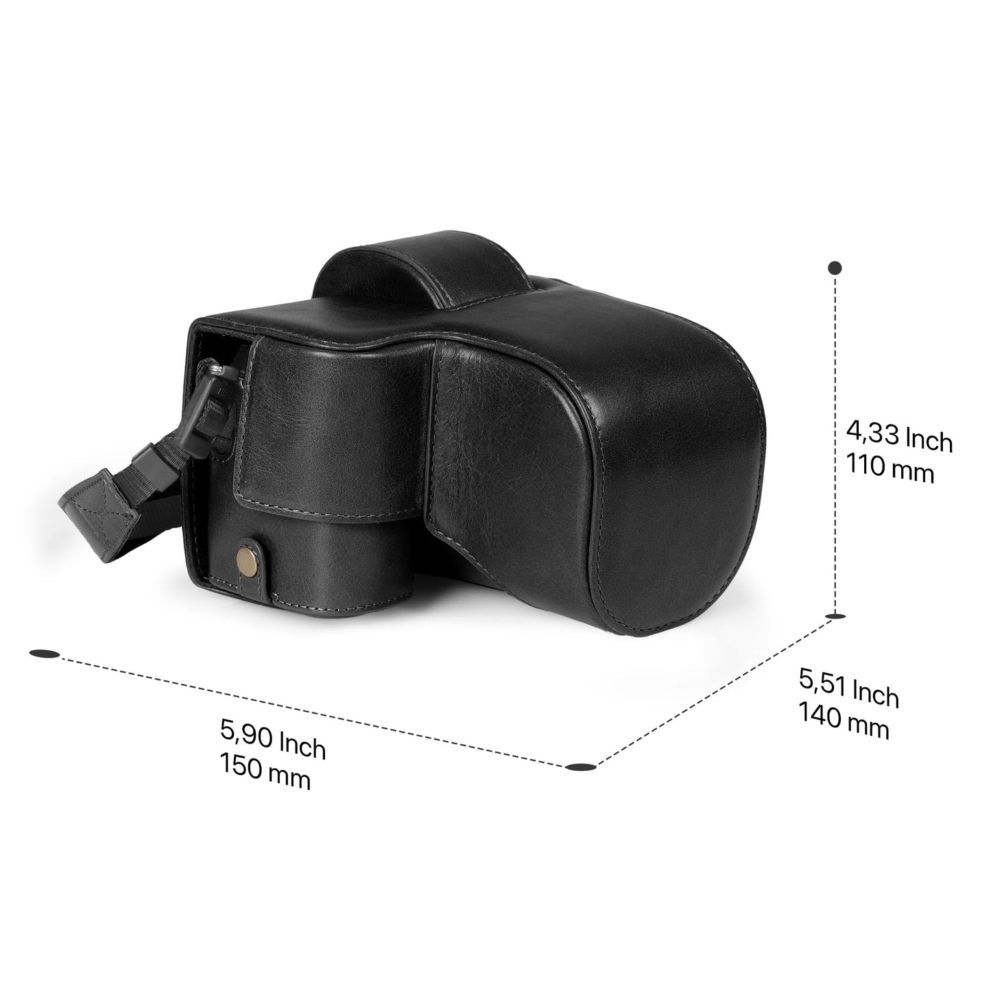 MegaGear Genuine Leather Camera Case for Fujifilm X-S20 (18-55mm) - Stylish and Protective Digital Photography Bag - Black