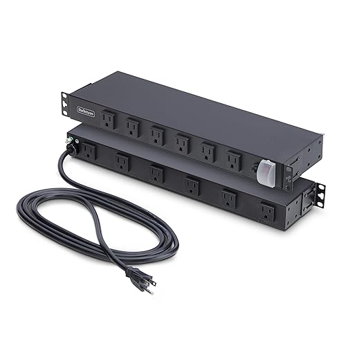 StarTech.com 12-Outlet Rackmount PDU, 1U Server Power Strip, Wide-Spaced Right-Angle Ports, Mounted Power Distribution Unit