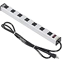 Global Industrial 19" 7 Outlet Aluminum Power Strip with 6-ft Cord ETL/cETL