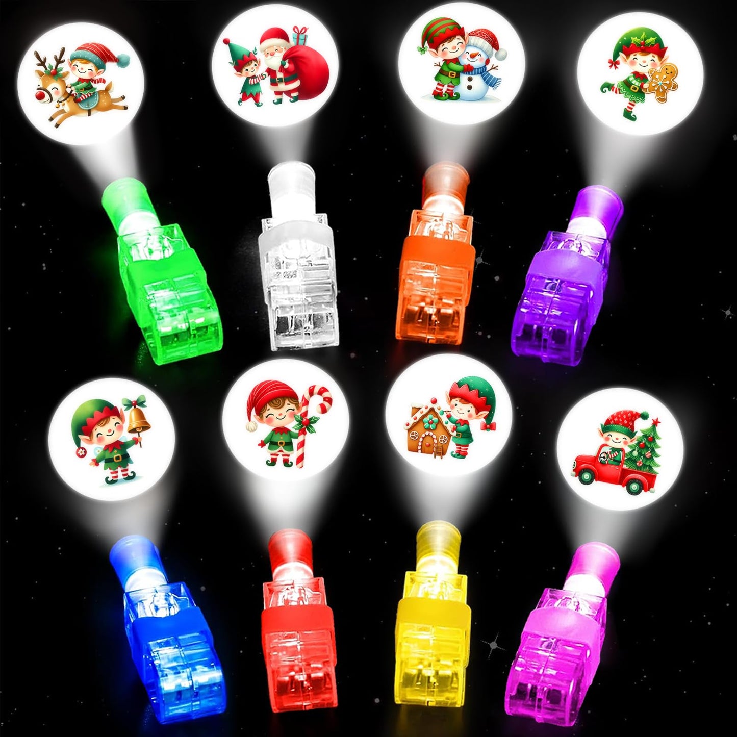 tmlfep 32Pcs Christmas Finger Lights Party Supplies Glow in the Dark Party Gift Christmas Bulk for Stocking Stuffers Xmas Stocking Stuffers Classroom