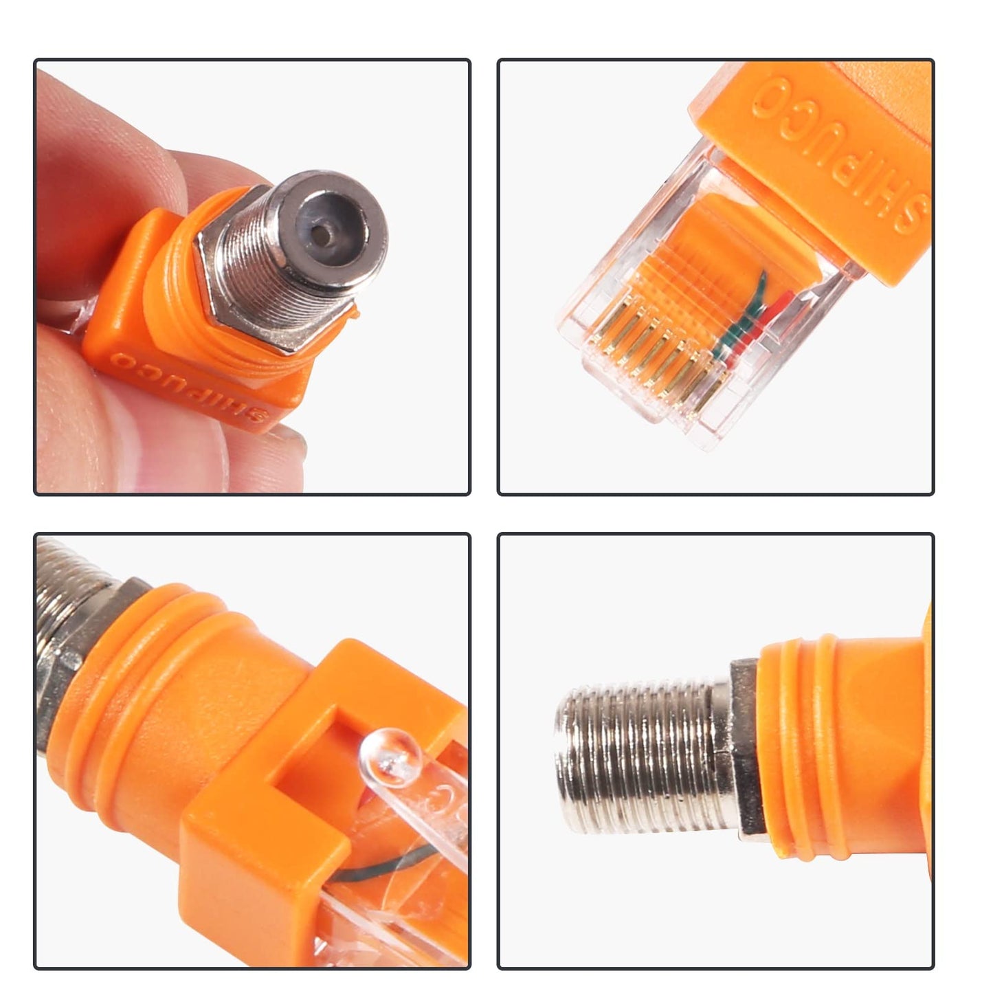 Coliao 6pcs RF to RJ45 Converter Adapter, F Female to RJ45 Male Coaxial Barrel Coupler, Coaxial to Ethernet Adapter