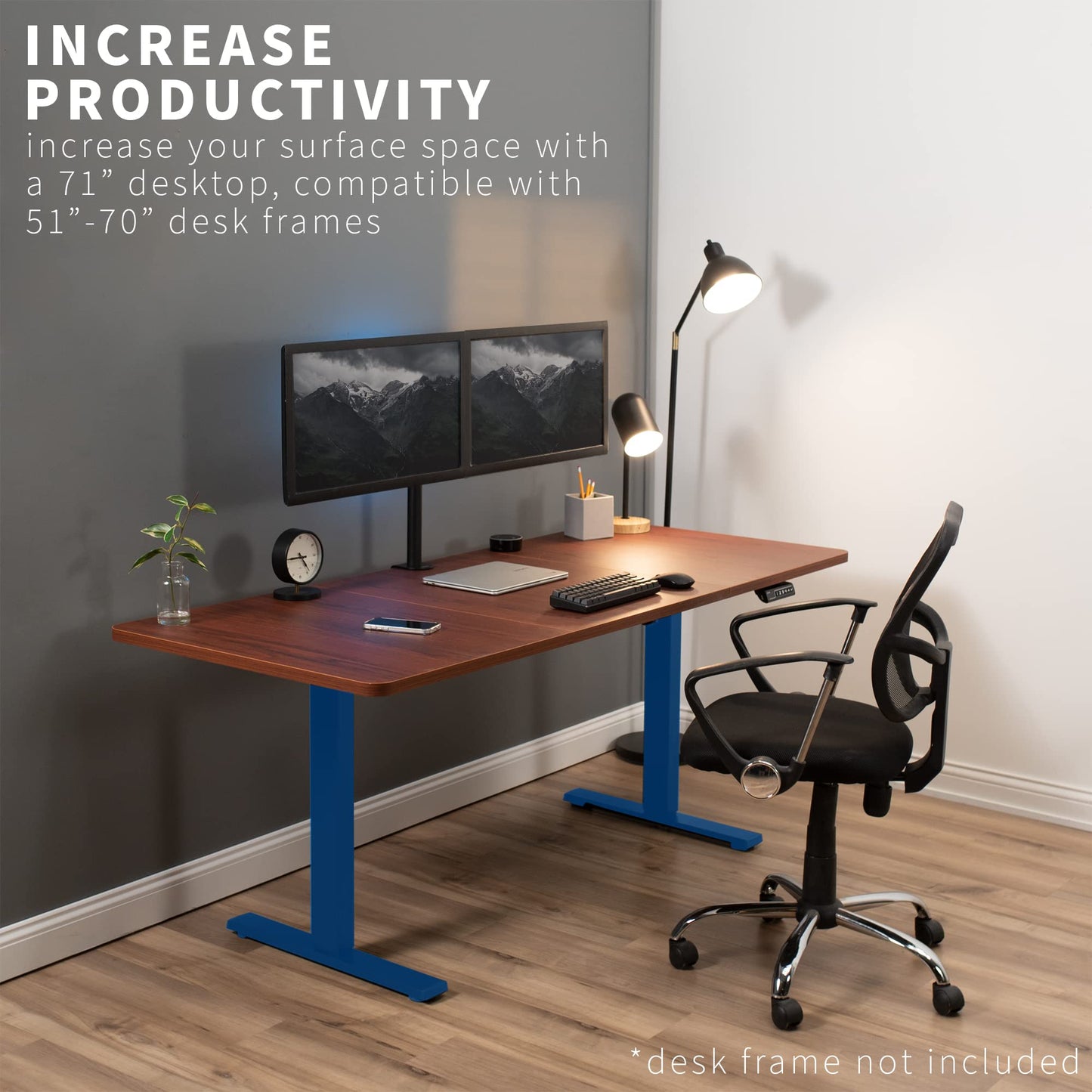 VIVO Universal 71 x 30 inch Table Top for Standard and Sit to Stand Height Adjustable Home and Office Desk Frames, Dark Walnut Desktop, DESK-TOP72-30D