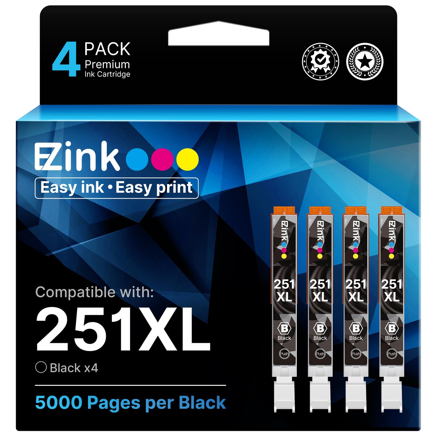 251XL Ink Cartridge for Canon PGI-251XL 251 XL for MX922 IP8720 (4 Black)