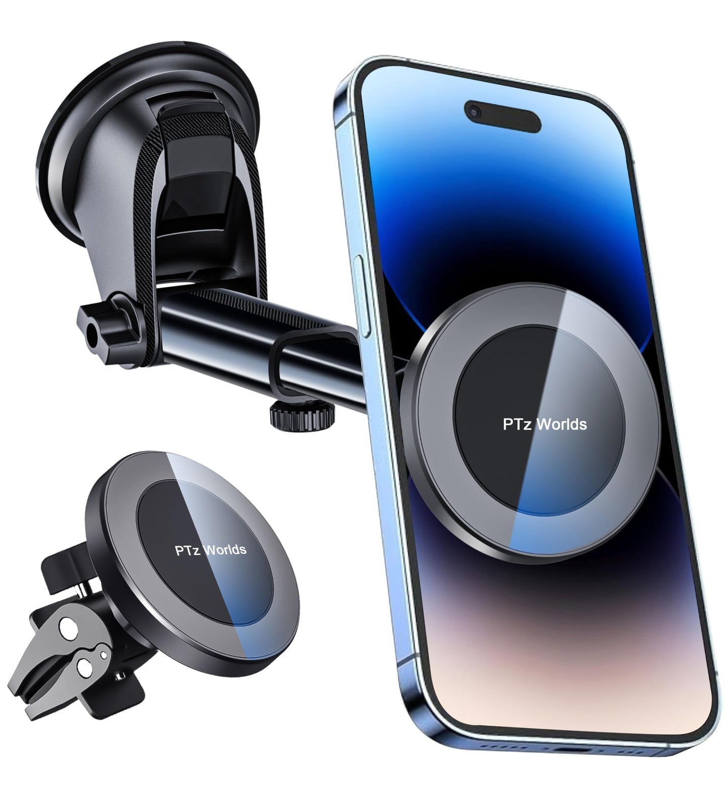 PTz Words for MagSafe Windshield Mount - Magnetic Phone Holder for Car, Suction Cup, High Heat Resistant, Super Strong Magnets, Compatible