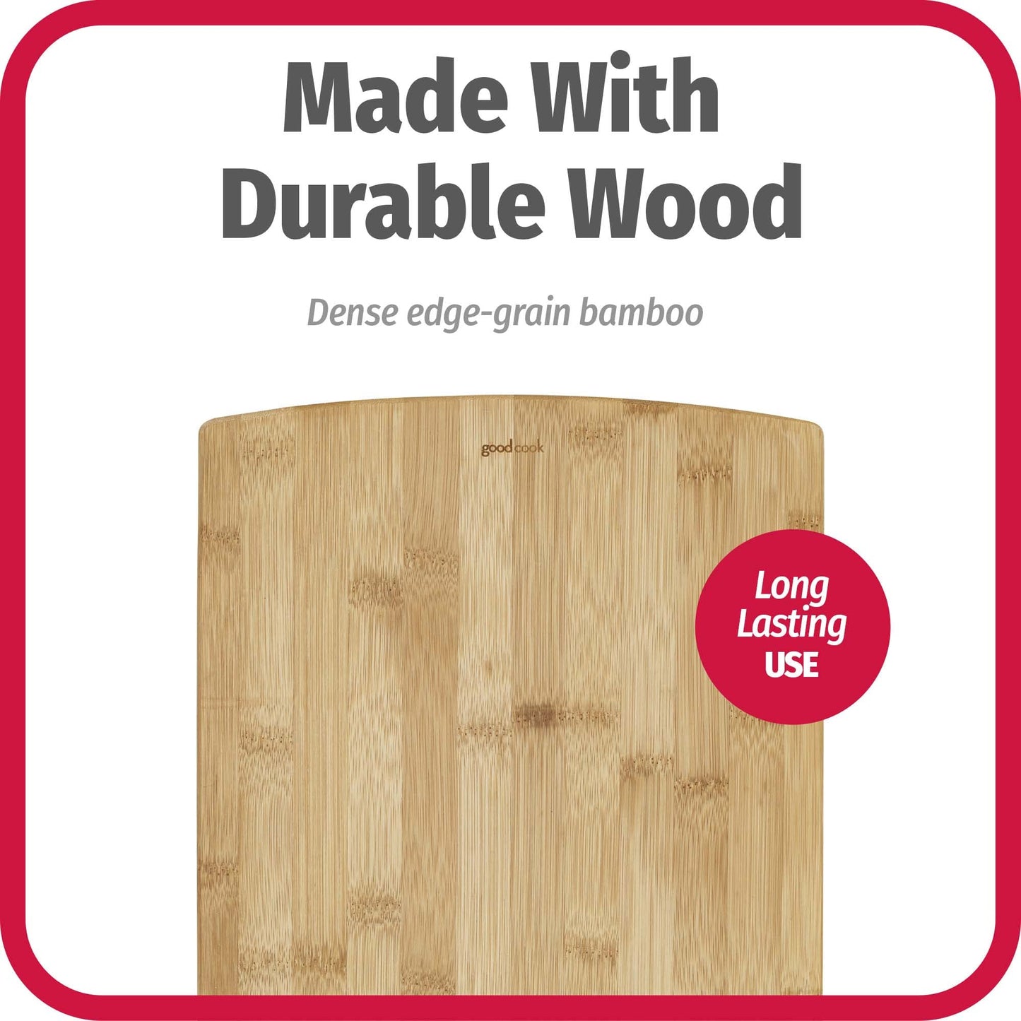GoodCook Everyday 10" x 14" Bamboo Cutting Board, Durable Edge-Grain Wood, Moisture-Resistant, Knife-Friendly, Wooden Chopping Board for Kitchen…