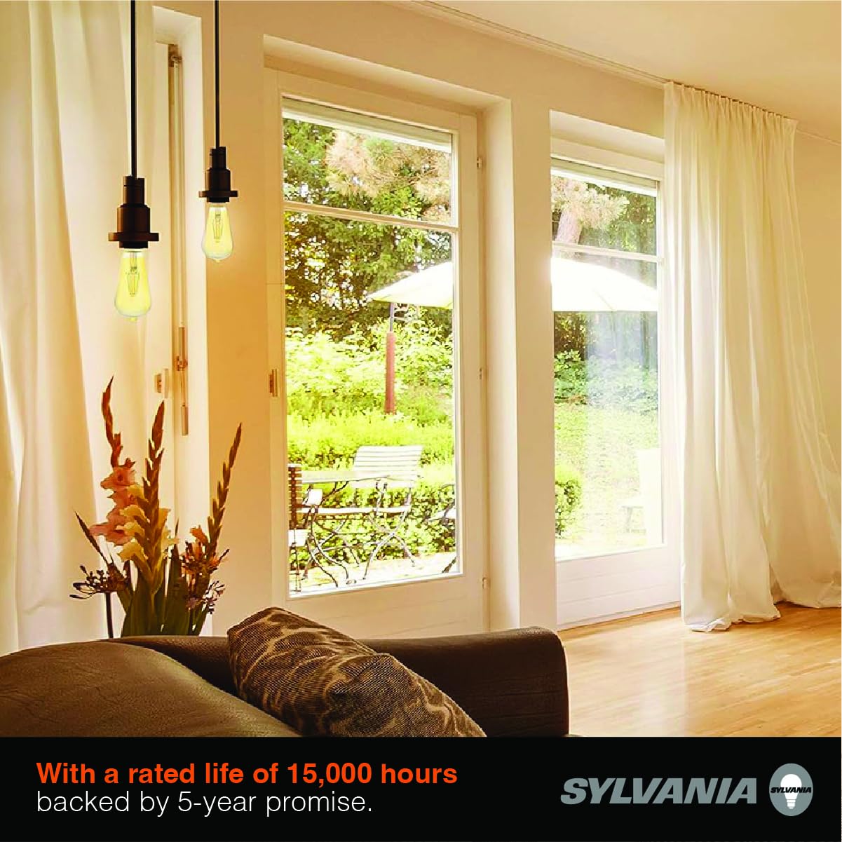 Sylvania ST19 Clear LED White Filament Bulb, 13W, Dimmable, 1500 LMS, Medium Base, 5000K, Daylight - 2 Pack (42251)