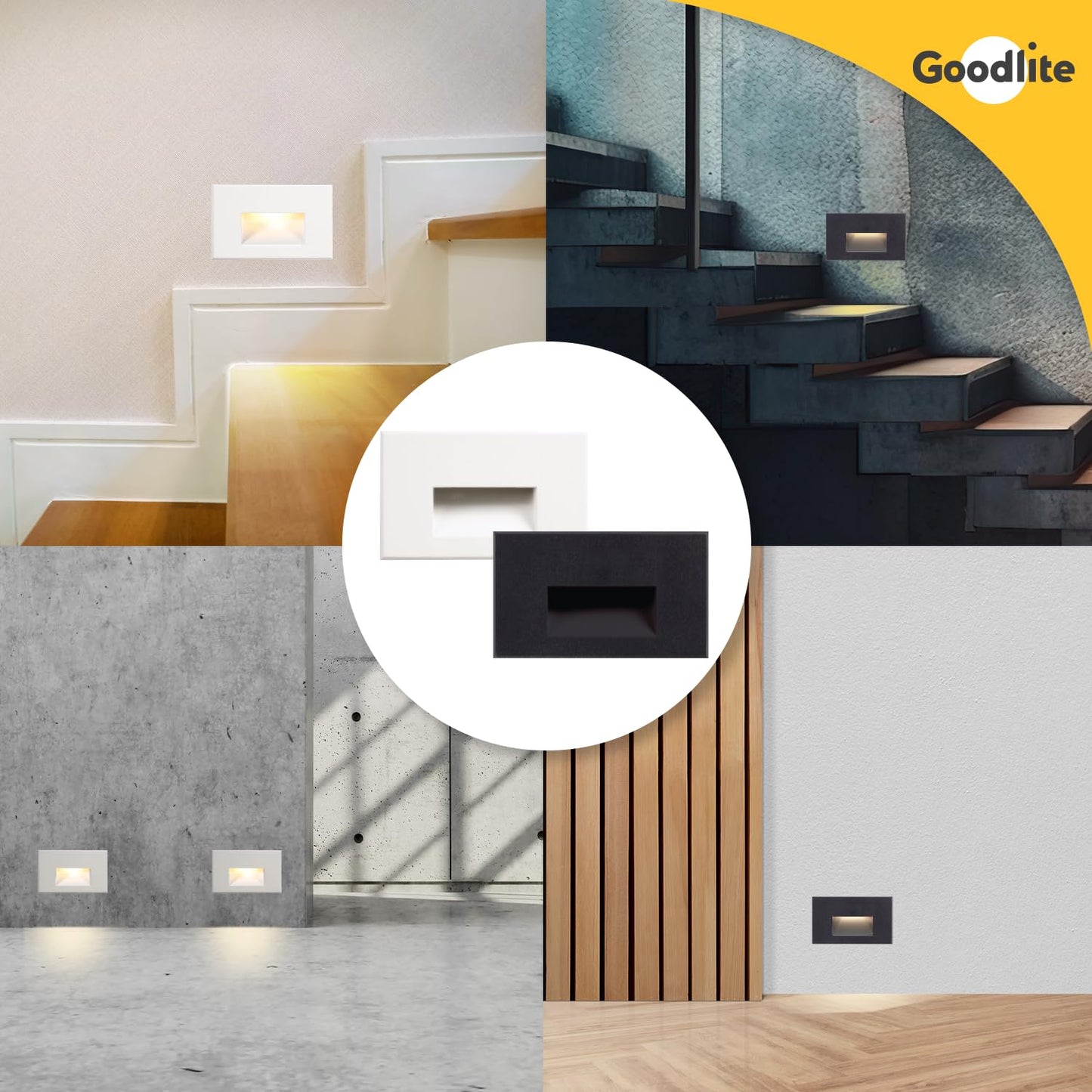 Goodlite Horizontal White LED Step Light, 5W, 250 Lumens - 5 Color Selectable 27k-30k-35k-41k-50k, Dimmable, Indoor & Outdoor Use, Wet Rated IP65