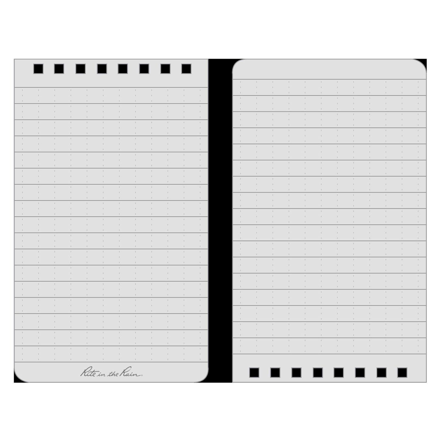 Rite in the Rain Weatherproof Top Spiral Notebook, 3" x 5", Black Cover, Universal Pattern, 3 Pack (No. 735-3X)