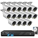 PANOOB 16 Channel Security Camera System 4K for Commercial,4K 16CH PoE NVR 4TB HDD,16x 8MP Wired Outdoor IP Cameras,Smart Color Night Vision,AI Human