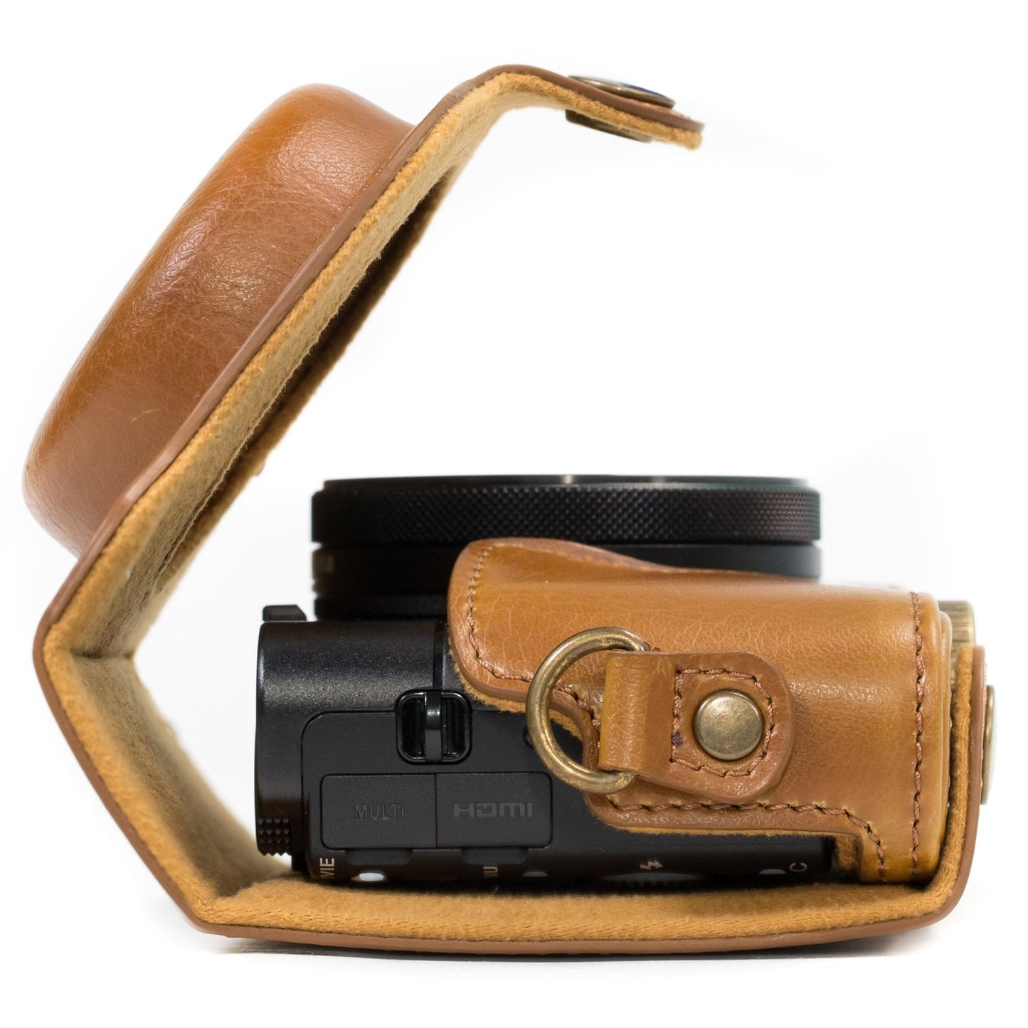 MegaGear Ever Ready Protective Leather Camera Case, Bag for Sony Cyber-Shot DSC-WX500 Digital Camera (Light Brown) (MG601)