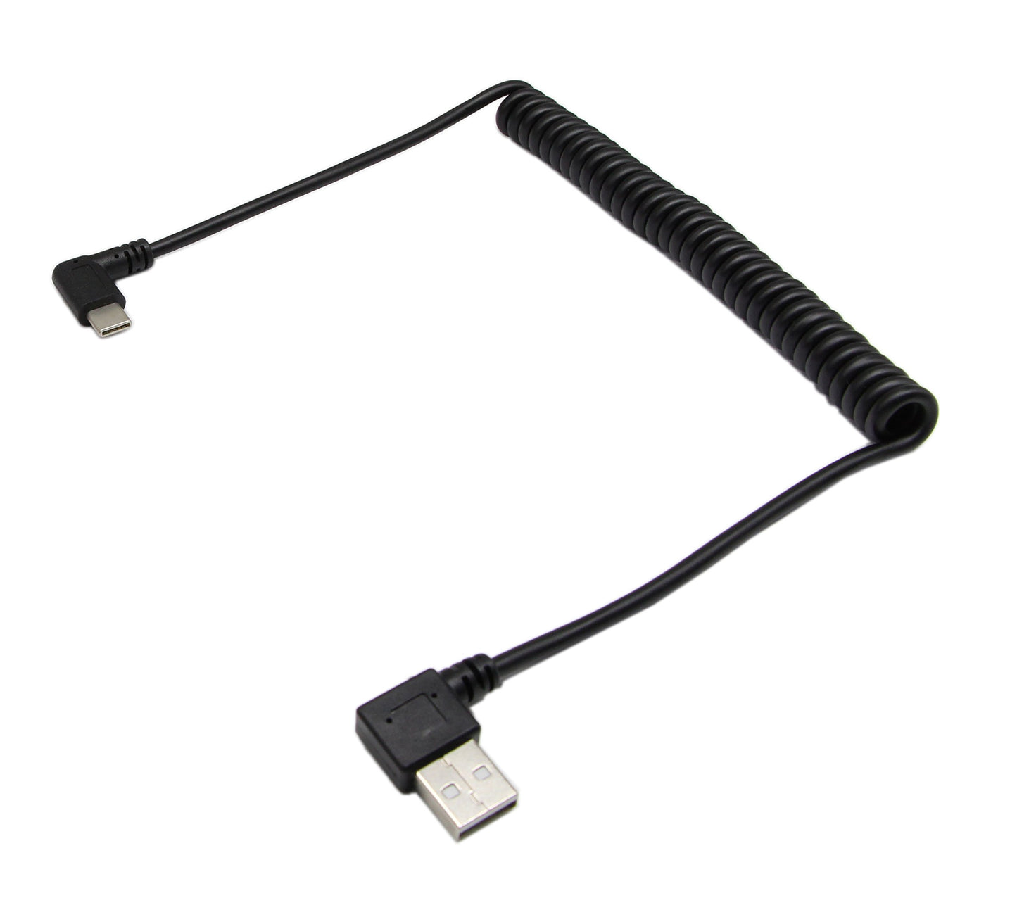 90 Degree Right Angle USB 2.0 to USB C Spring Cable - zdyCGTime Type C USB Male to USB A Male Data Cable for Tablets Cellphone(1.2M)