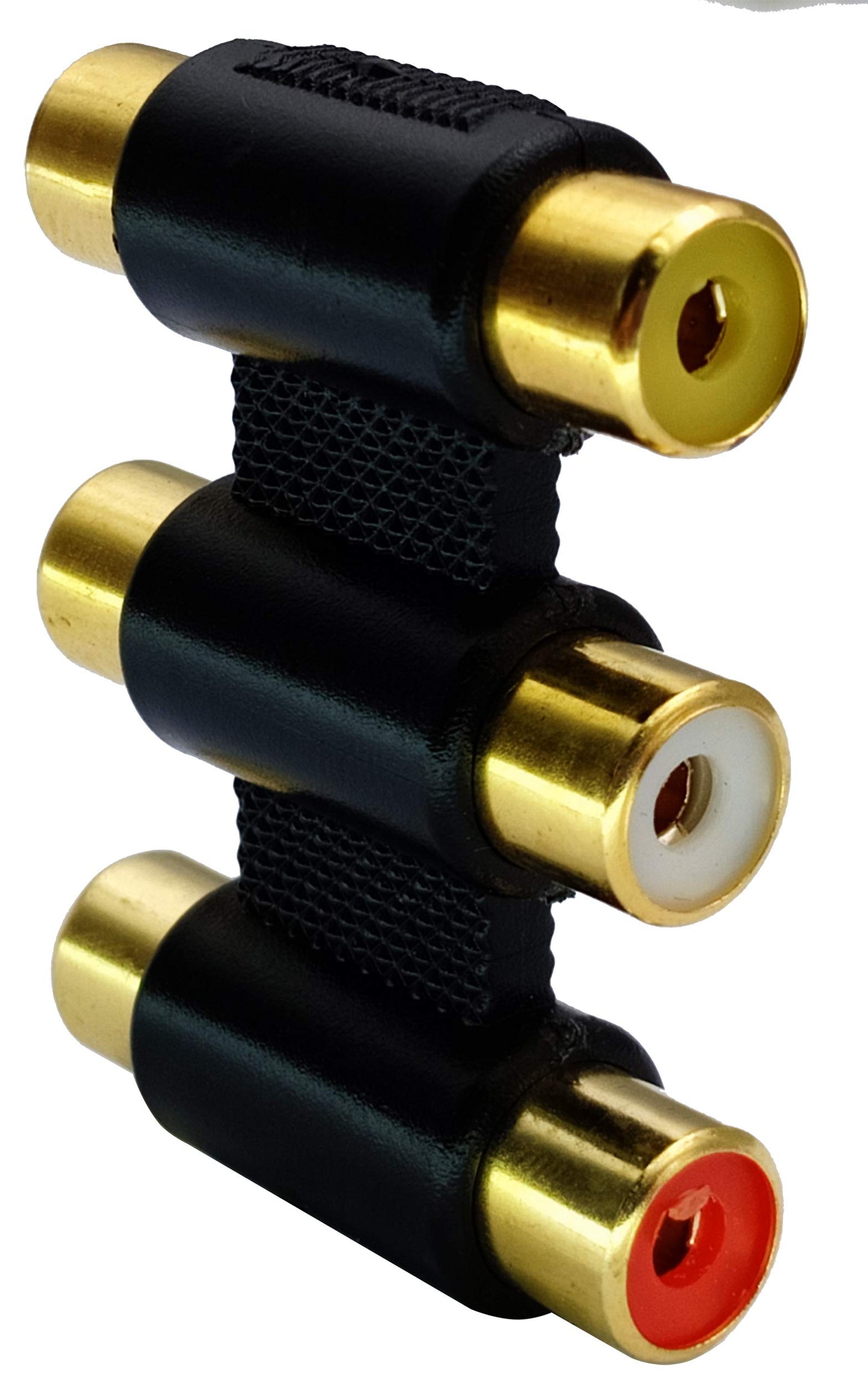 AAOTOKK 5-Pack 3 RCA Female to Female Adapter, Gold Plated, Black