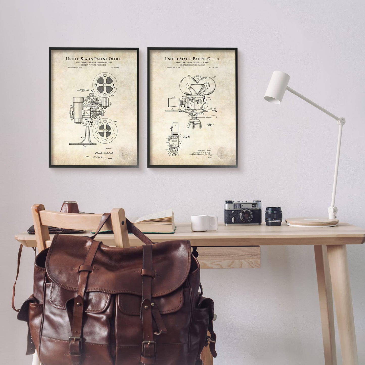 Stupell Industries Vintage Movie Camera Cinema Projector Patent Diagram, Design by Karl Hronek