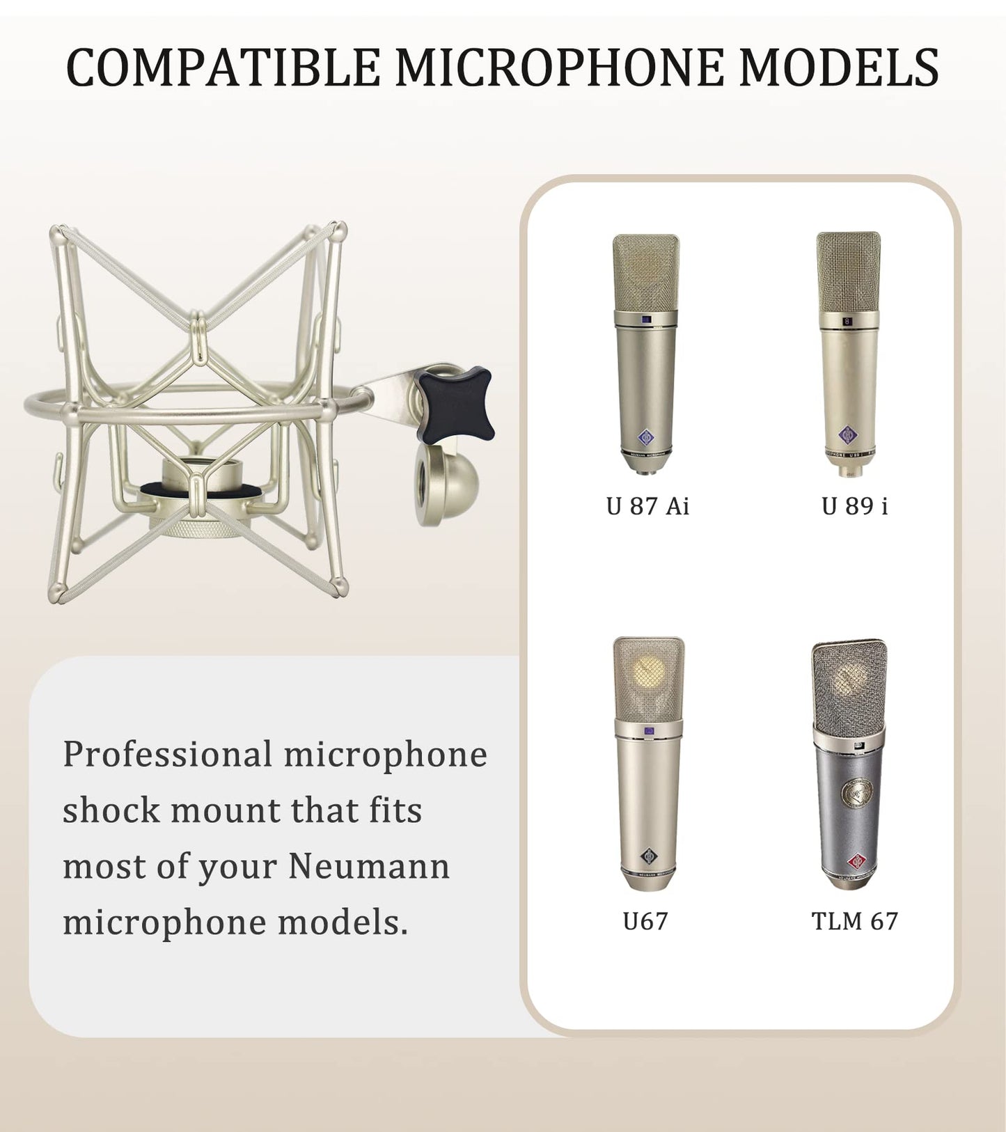 SUUNTOK Microphone Shock Mount Anti-Vibration Mic Holder Spider Recording Mic Shockmount Stand Compatible with Neumann U87 Ai, U89 i and TLM 67