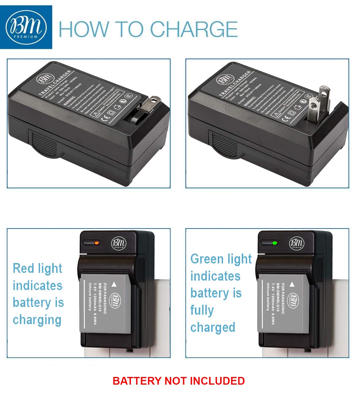 BM DMW-BLG10 Battery Charger for Panasonic Lumix DC-G100 DC-ZS80 ZS99 DC-GX9 DC-LX100 II DC-ZS200 DC-ZS70 DMC-GX80 DMC-GX85 DMC-ZS60 DMC-ZS100 DMC-GF6