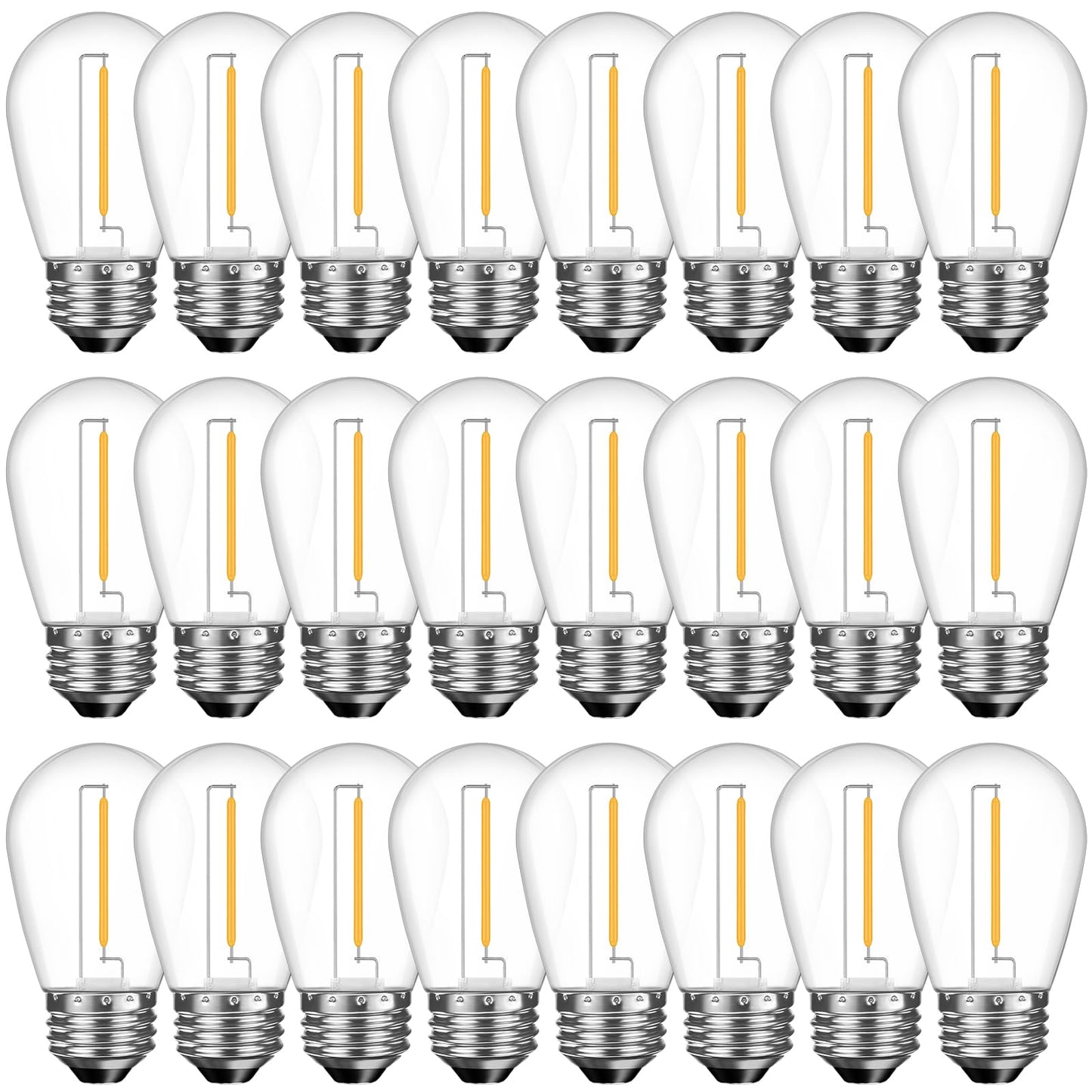GvvooHome 24 Pack Shatterproof S14 LED Replacement Bulbs for Outdoor String Lights, 1W Equivalent to 11W Incandescent Bulb, Soft White 2200K