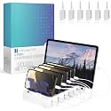Charging Station for Multiple Devices - 6-Port USB Charging Dock for Apple & Android - Fast Multi-Charger Organizer for Phones, Tablets & More (White)