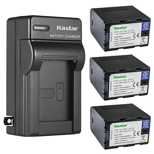 Kastar 3-Pack Battery and AC Wall Charger Replacement for JVC GY-HM600, GY-HM600E, GY-HM600EC, GY-HM620U, GY-HM650, GY-HM650U, GY-HM650SC, GY-HM660U