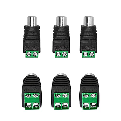 PNGKNYOCN RCA Cable Audio Adapter RCA to AV Screw Terminal Connector?RCA Solderless Adapter Converter Connectors RCA Female Plug Connectors (6-Pack)
