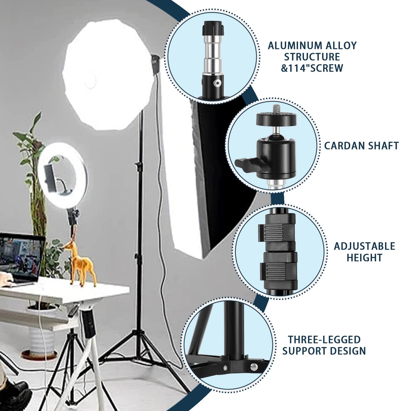 2 Pack Aluminum Light Photography Tripod Stand with Case,Altson 7 Feet Portable Photo Video Tripod Stand for Speedlight, Flash, Softbox, Umbrella