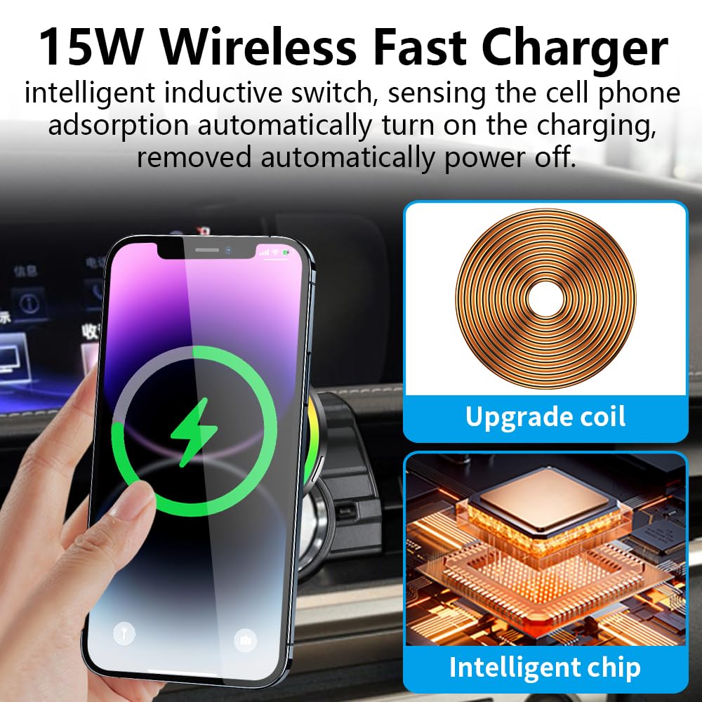 LUNQIN Car Magnetic Phone Mount for Lexus ES 2013 2014 2015 2016 2017 2018 ES350 ES300h Auto Interior Accessories Best Cellphone Holder Fast 15W