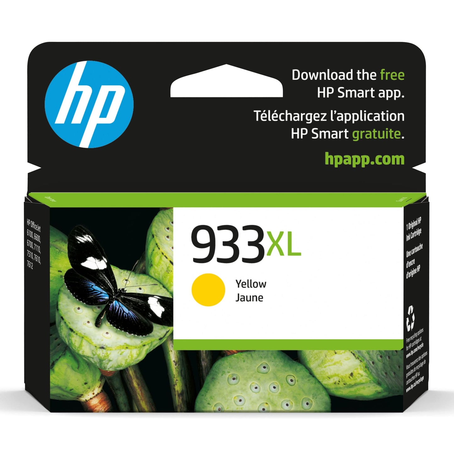 HP 933XL Yellow High-Yield Ink Cartridge | Works with OfficeJet 6100, 6600, 6700, 7110, 7510, 7610 | CN056AN