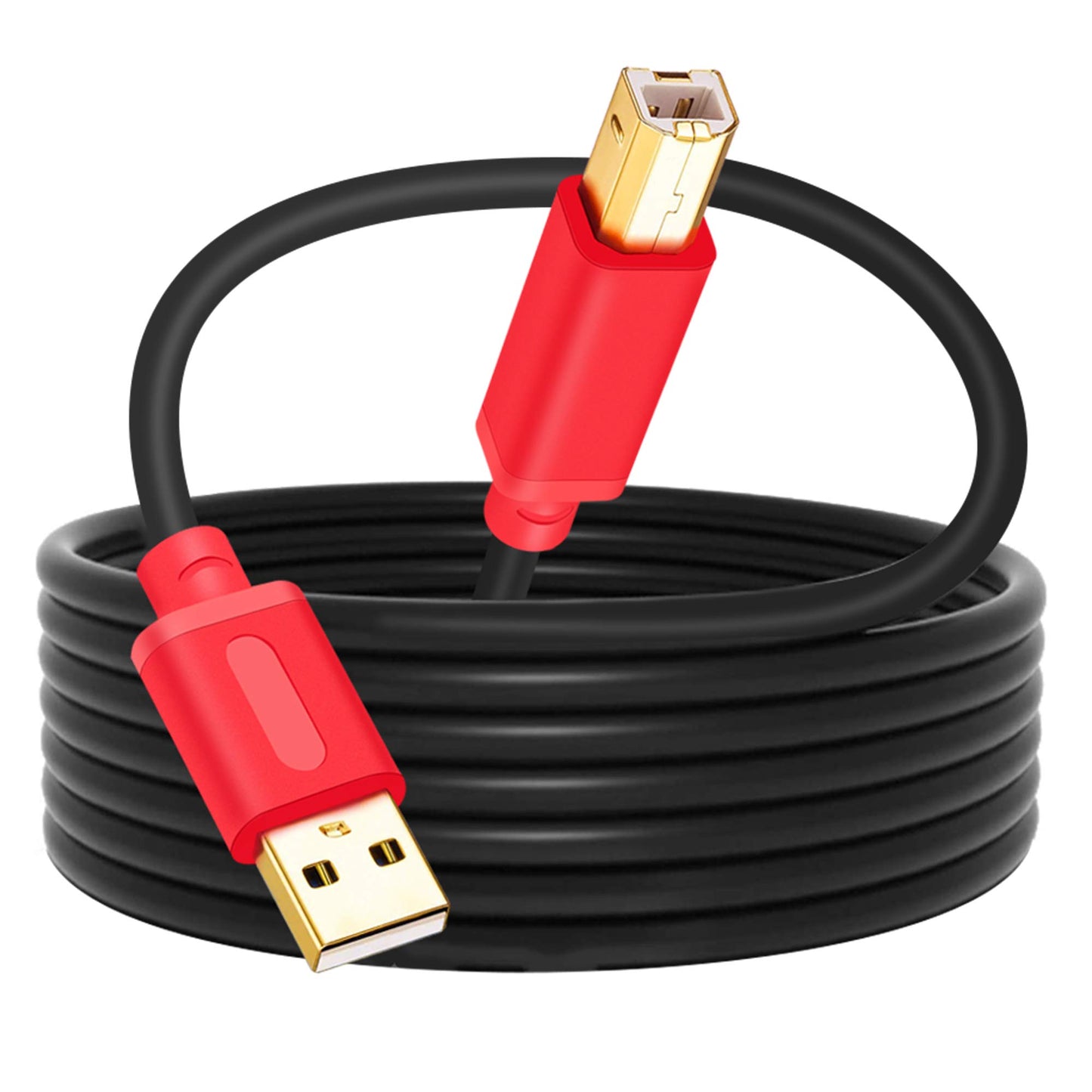 Tan QY Printer Cable 12Ft, USB 2.0 High Speed Gold-Plated Connectors Printer Scanner Cable Cord A Male to B Male for HP, Canon, Lexmark, Dell, Xerox