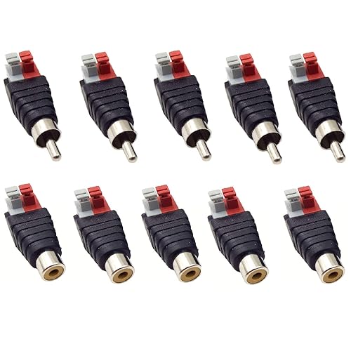 MATTOX 10 Packs Phono RCA Female and Male Combo, Wire Cable to Audio Male and Female AV 2 Screw Terminal Female Video Audio Spring Press Type Balun