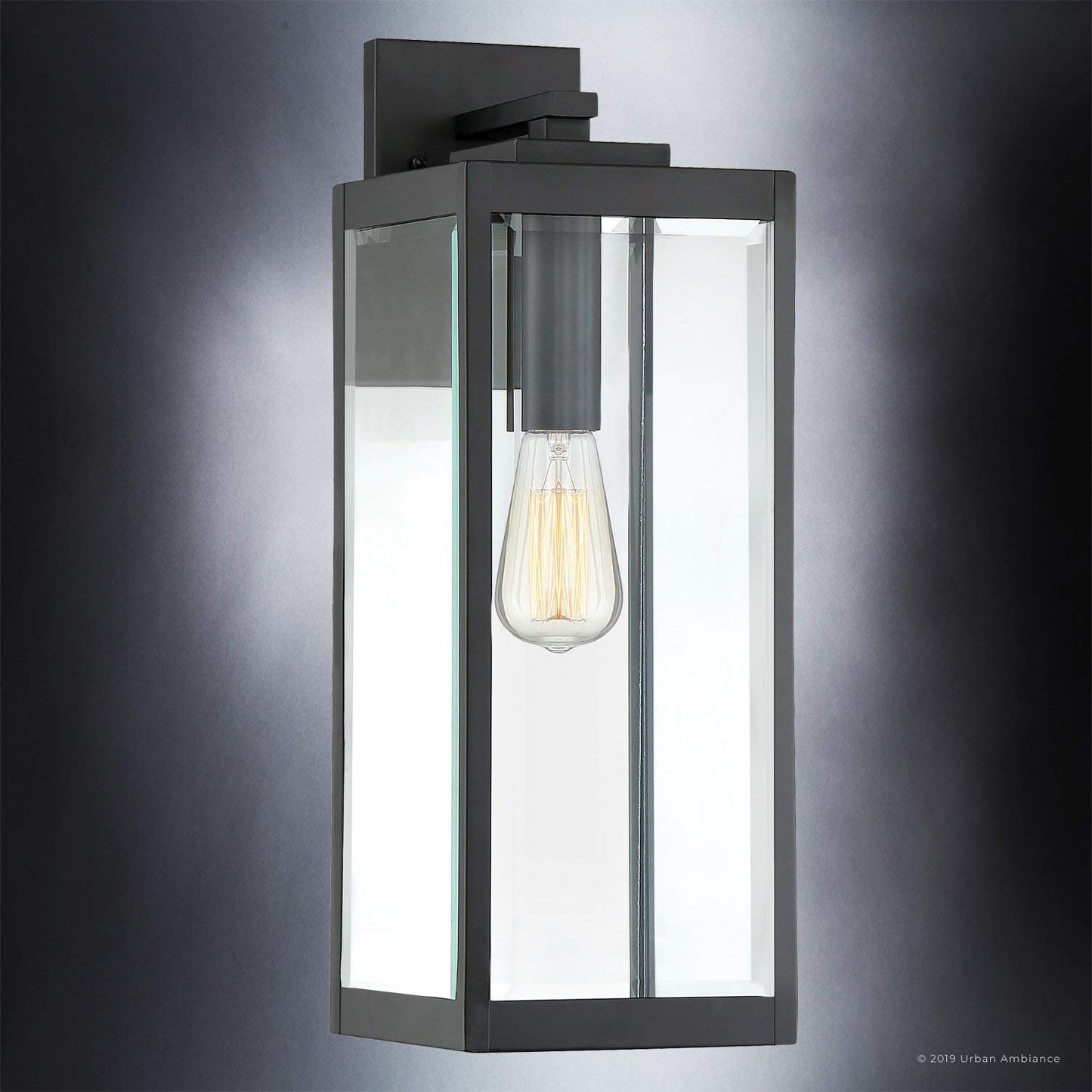 Urban Ambiance Luxury Modern Farmhouse Wall Light, Large Size: 20.00" H x 7.00" W, with Industrial Style Elements, Natural Black Finish, UQL1332