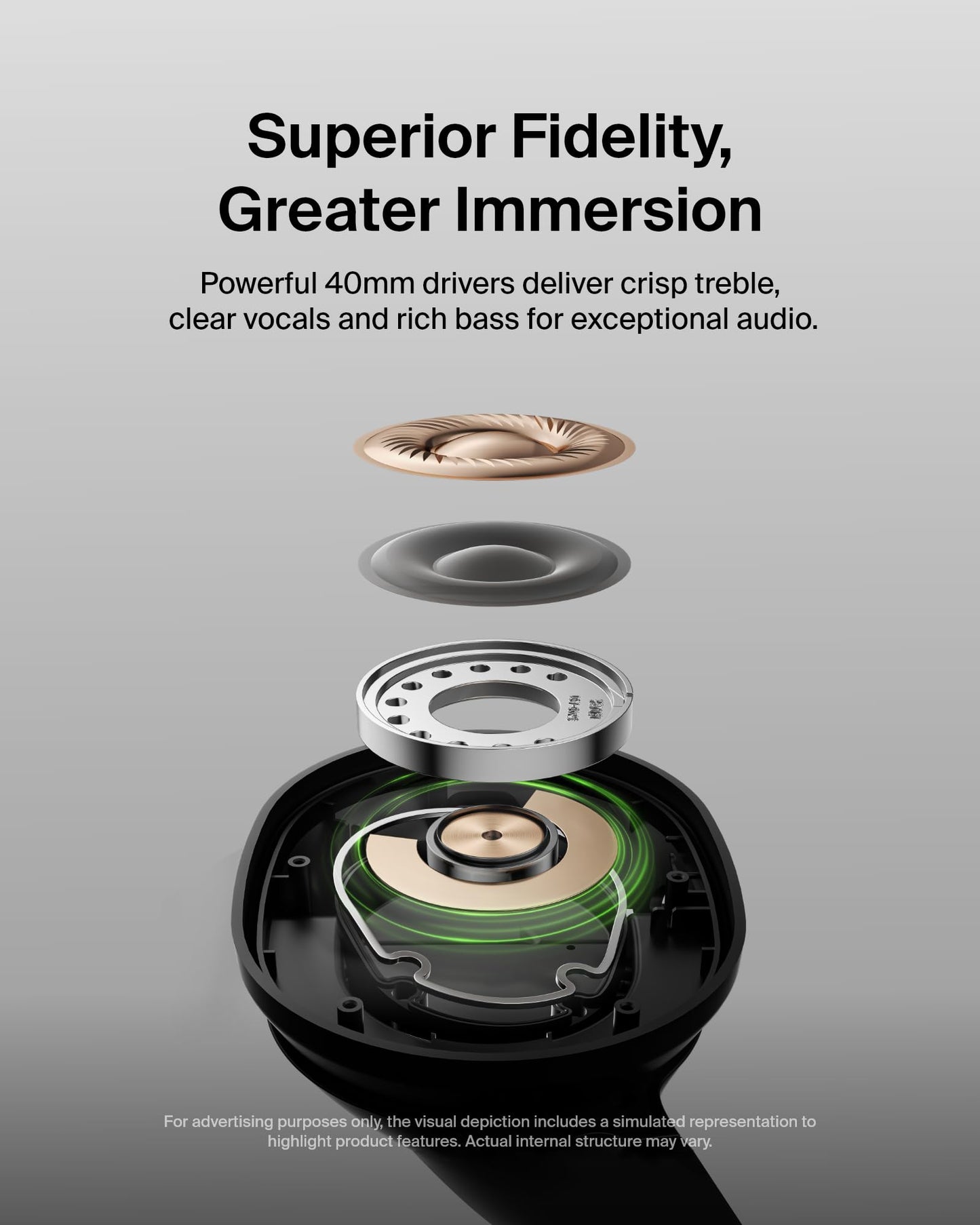 Belkin SoundForm Surround Bluetooth Over-Ear Headphones - Environmental Noise Cancelling Headphones - Wireless w/ 60H Playtime & Soft Ear Cups…