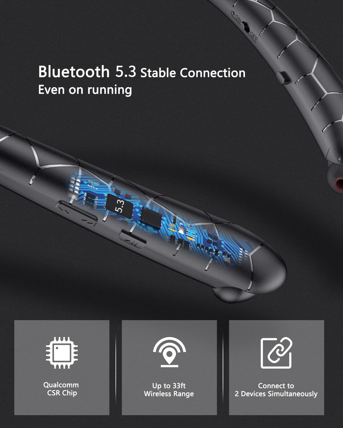 Finpola Neckband Bluetooth Headphone, Retractable Headphones with Bluetooth 5.3 & Noise Cancelling Mic,Neckband Headphones for Office Meetings…