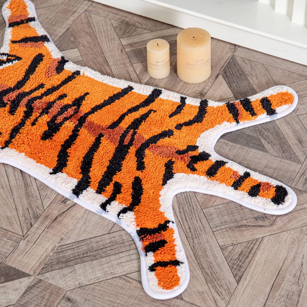 ZSCYD-yingda1992 Tiger Shaped Rug Animals Bath Mat Area Rug Non-Slip Door Mat for Bedroom Bathroom Kitchen Cartoon Area Rug for Tub Soft Bathmat Home…