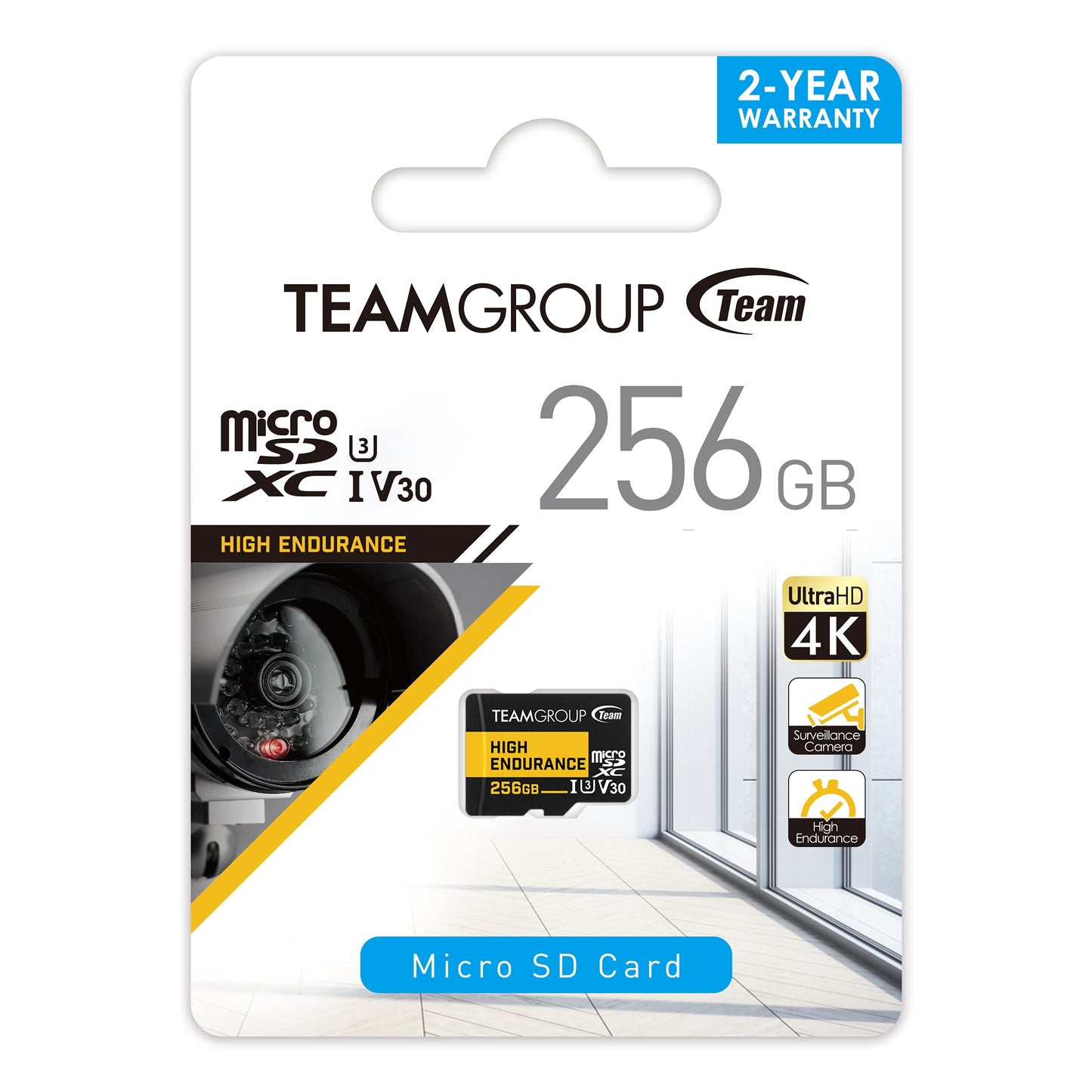 TEAMGROUP HIGH Endurance 256GB Micro SDXC UHS-I U3 V30 4K 100MB/s (Designed for Monitoring) Stable Durable Long Lasting Flash Memory Card, Support 4K