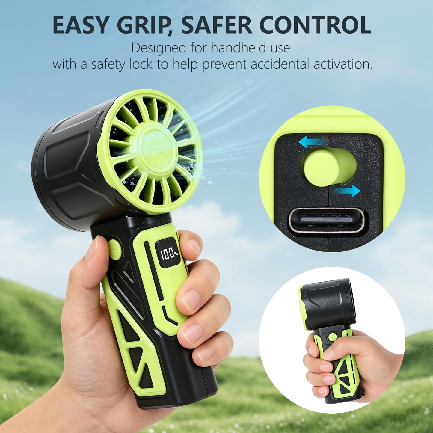 Mini Portable Fan, Handheld Turbo Fan, 100-Speed Digital Display, 4000mAh